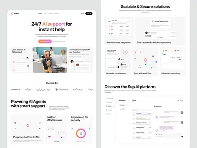 AI Agent Support SaaS Website | UIUX | Responsive design interface product service startup ui ux web