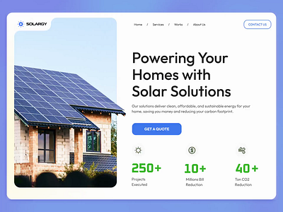 Solar Energy Landing Page UI animation clean energy ui graphic design indian design agency landing page ui motion graphics renewable energy website renewables website ui solar energy landing page solar energy website solar power ui solar ui ui ux website ui