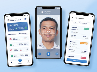 Attendance Management - UI Apps Design app attendance design design app management mobile mobile application presentation product product design study case ui ui apps ui design ui management uiux user interface ux