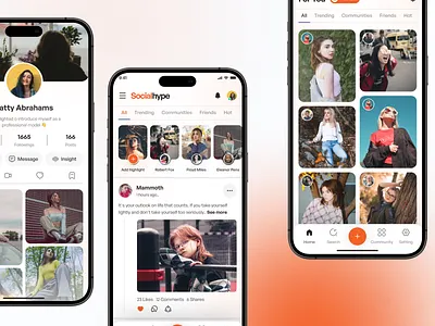 Socialhype - Mobile App Concept ai app app design clean comment facebook fashion figma instagram ios minimal design mobile app mobile ui profile social media social media app stories ui ux web app