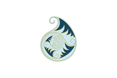 Graceful Paisley Design - Illustration art artwork cyan dark blue design digital illustartion gold graceful illustration modern paisley simple sky blue vector