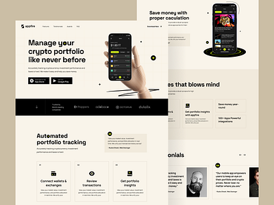 Crypto Portfolio Mobile App - Landing Page app landing page app web design app website design blockchain landing page crypto app web design crypto app website design homepage design landing page landingpage mobile app landing page saas landing page web design web ui webdesign website