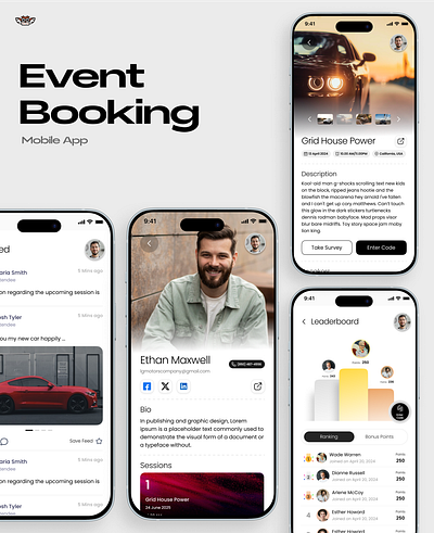 Event Booking Mobile App app app design booking apps craxinno craxinnotechnologies design designs event event booking event mobile app events figma figma design graphic design mobile mobile app software development ui uiux