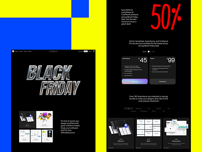 Black Friday Sale on Craftwork 🔥 3d 3dfont 3dgraphics 50 application blackfriday blacksale branding craftwork design discounts illustration landing logo sale sunscription ui vector web website