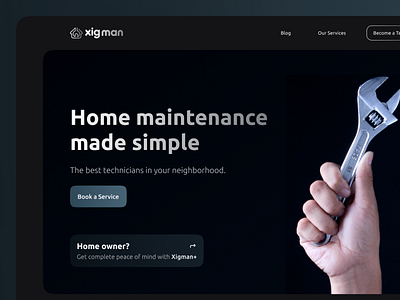 Xigman - Landing Page app branding design desktop graphic design handyman illustration landing logo service services tool tools typography ui ux vector xigman