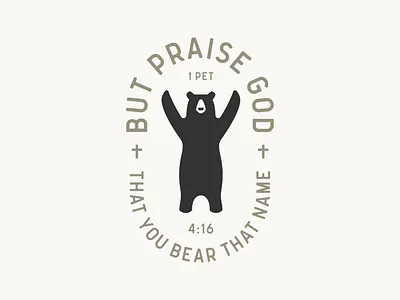 1 Peter 4:16 Bear 1 peter badge bear bible follow four god jesus logo mark minimal proud scripture simple sixteen word