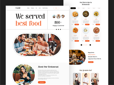 Foodie- Restaurant Landing Page business chef delivery e commerce food food blog food delivery food landing page food website foodie gourmet homepage hungry landing page pleasant restaurant shop ui ux website
