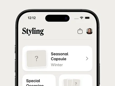 Personal Styling App ai app clean digital stylist ecommerce fashion fashion app fashion assistant interface minimal outfit outfit planner personalized fashion styling styling inspiration ui virtual stylist wardrobe wardrobe organizer