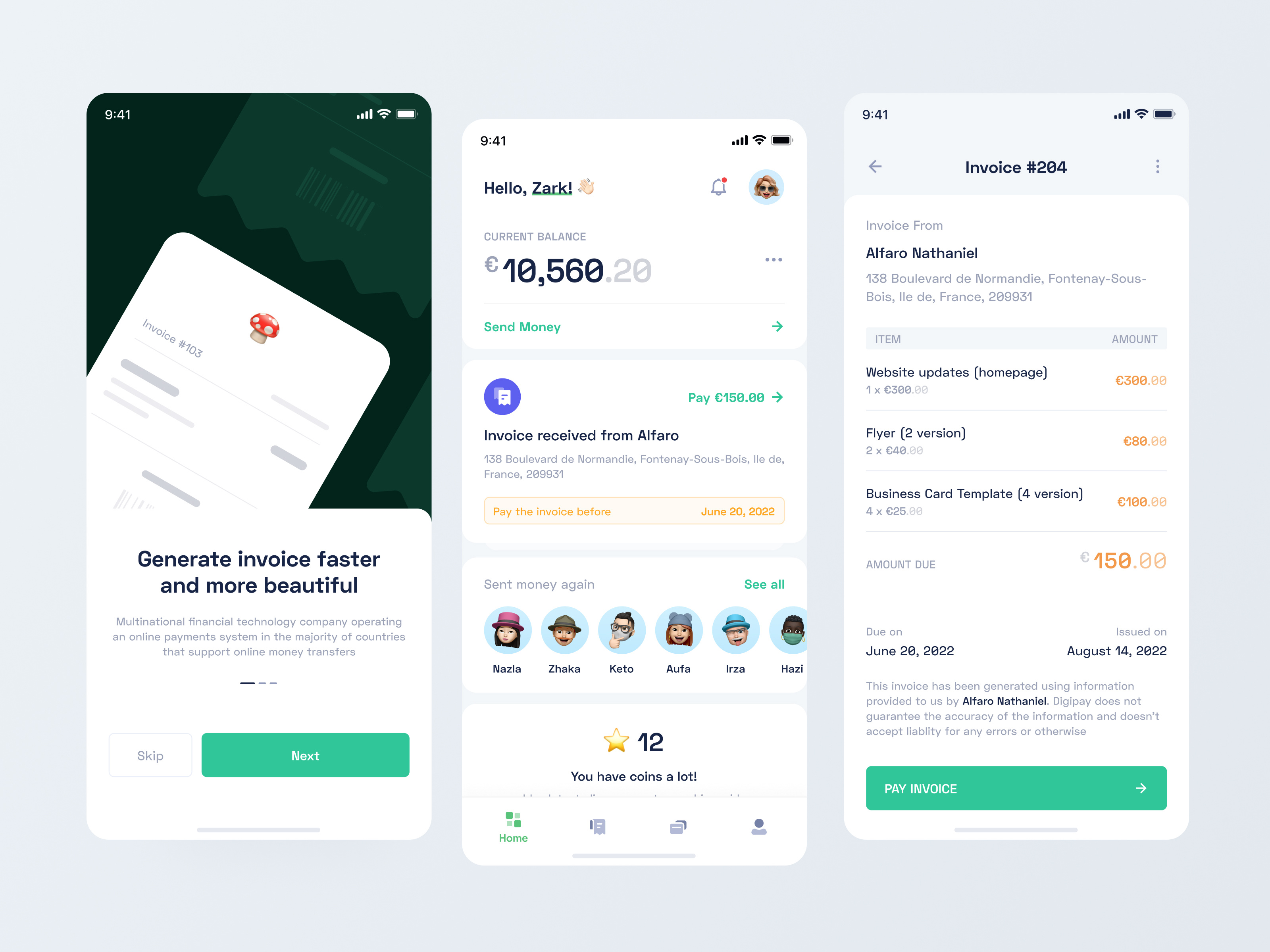 Example of Product Mobile App (3 Core Screens)