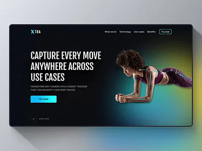 Fitness body motion analysis Landing Page by Neoteric body motion body movement color palette desktop landing desktop ui fitness fitness website gradient homepage landingpage meditation motion analysis motion tracking move to earn physiotherapy tracking typography uidesign webpage wellness