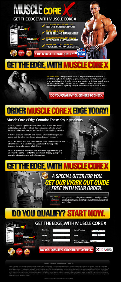 Landing Page design for Muscle Corex html