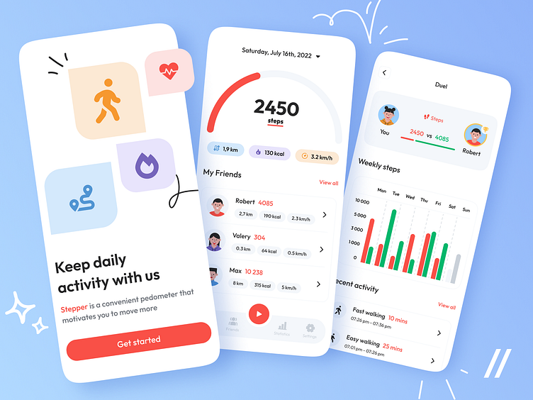 Pedometer App by Kristina Spiridonova for Purrweb UI/UX Agency on Dribbble