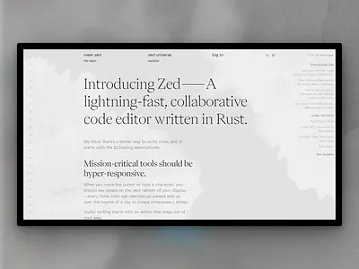 Zed.dev 2.1.0 Exploration typography web design