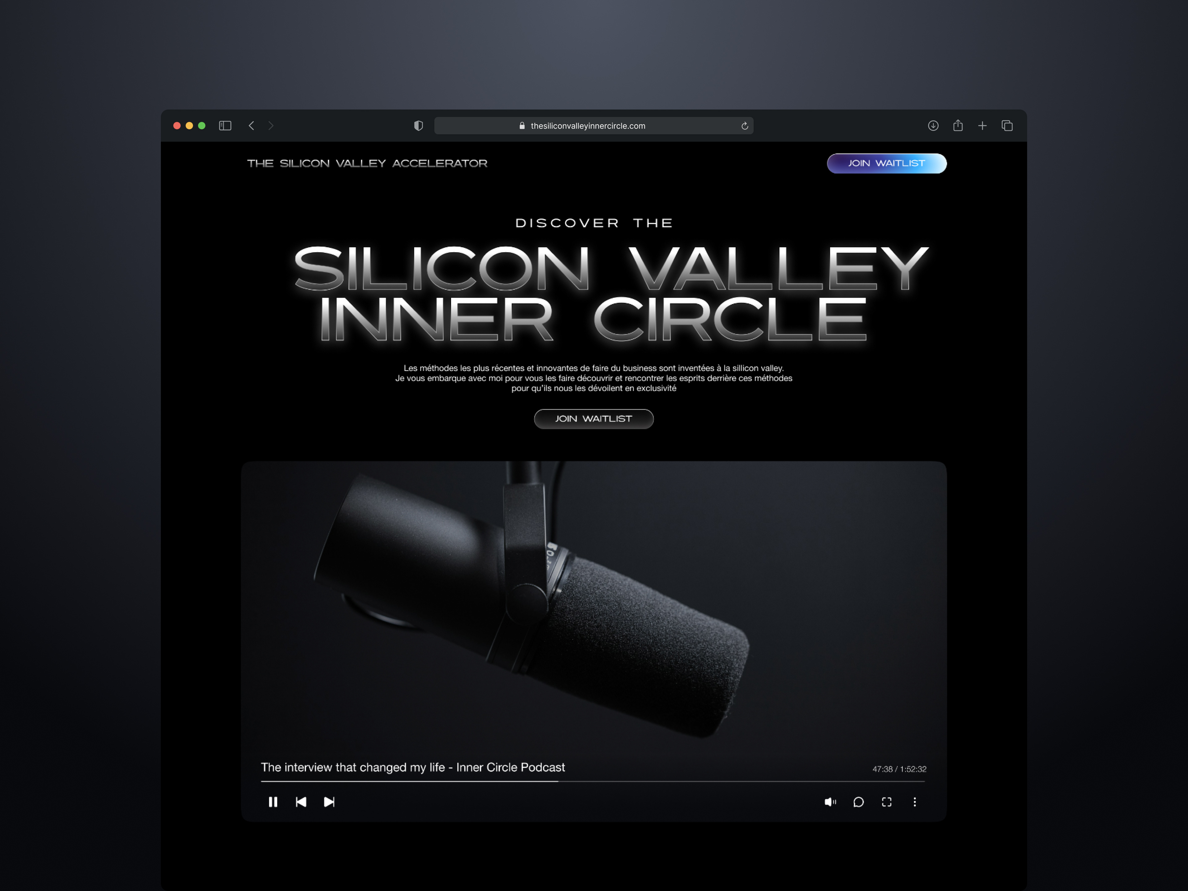 Example of Podcast Landing Page Concept - Entrepreneurship and innovation