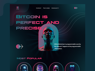 NFT Marketplace - Landing Page Design blockchain clean crypto cryptocurrency dark design homepage landing page landingpage marketplace minimal nft nfts token ui ui design ux web web design website