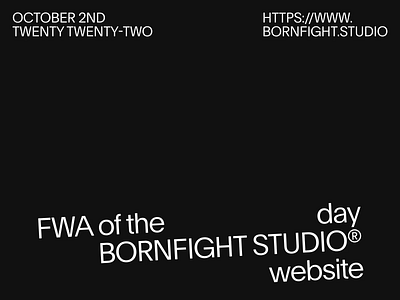 BORNFIGHT STUDIO® FWA of the day art direction award branding design fwa layout typography website