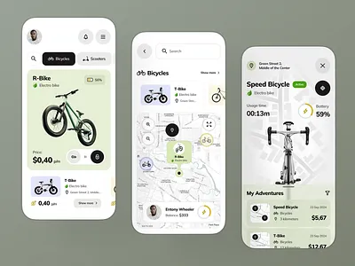 Smart Bike Rental App app design bicycle bike biking crm cycling cyclist lock mobile app route saas smart tracker ui ux wheels