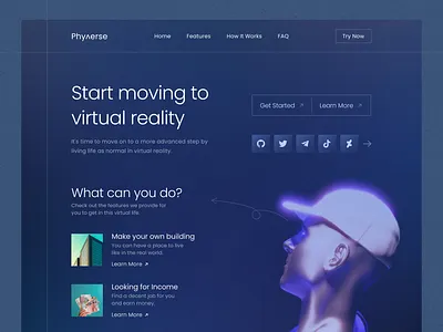 PhyVerse - MetaVerse Website Design concept design desing inspiration landing page landingpage metaverse minimal minimalist modern ui user interface ux verse virtual virtual reality vr web design website website design