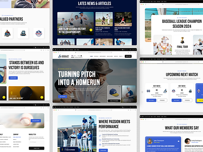 Baseball Club Landing Page athlete profile baseball club clean design club management dynamic layout fan engagement game schedule interactive ui landing page merch store modern ui sports branding sports community sports ui sports website team website ticket booking ui design ux design web design