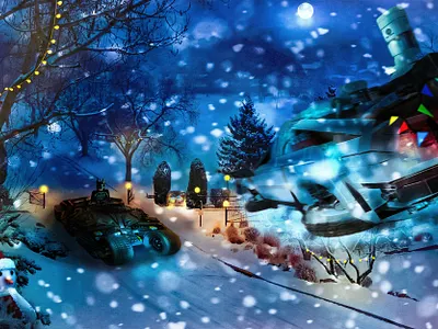 Winter style illustration of Lego models batman christmas delorean design graphic design illustration lego lego batman night snow snowman winter