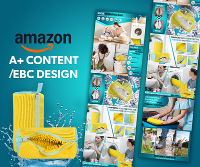 Shoe Washing Machine Bag EBC/A+ Content Design acontent advertising amazon amazon listing design aplus content branding design ebc ecommerce graphic design image editing infographic design listing listing design marketing product design