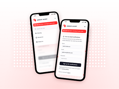 Amber Alert Sign Up Mobile Concept daily ui design minimal mobile product design sign up ui ux ux design uxdesign