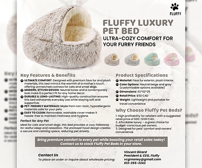 One Pager Design of Fluffy Luxury Pet Bed acontent advertising amazon amazon listing design banner banner design branding design ebc ecommerce flyer graphic design infographic lifestyle marketing one pager