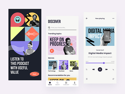 TheDoor - Podcast App Concept app audio clean design live streaming minimal mobile music podcast app podcasting podcasts streaming streaming app ui ui design uiux whitespace