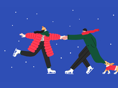 Festive Ice Skating character christmas christmas illustration couple dog ice skating illustration illustrator procreate