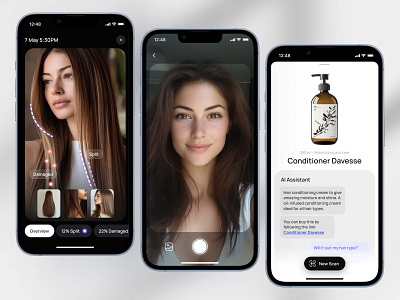 SilkyAI | AI hair care | Mobile App ai ai product app assistant beautyapp hairanalysis haircareapp hairfinity hairprint identity mobile phyto paris procedural product design redken selfcare smart ui ux virtue labs wellnessapp