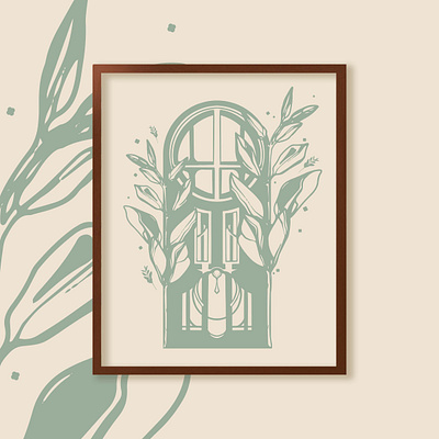 Behind the Botanical Door adobe draw art nouveau botanical branding design door green illustration leaf logo minimal mystical plant poster poster art poster design posters procreate succulent vector