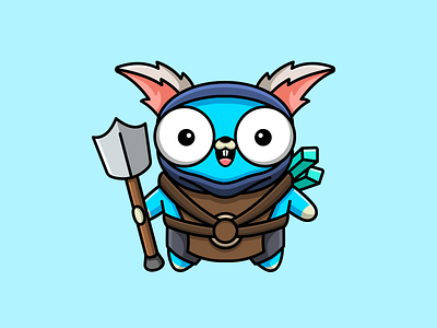 Gopher becomes Meepo adorable animal character design cute dota 2 dumb esport funny game go gopher golang gopher groundhog humor illustration marmot mascot design meepo miner playful rodent