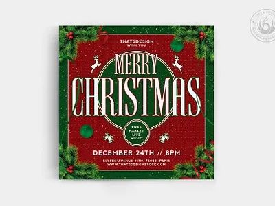 Christmas Eve Flyer Template V14 card celebration christmas club design eve flyer invitation merry christmas night party photoshop poster print psd red template winter xmas