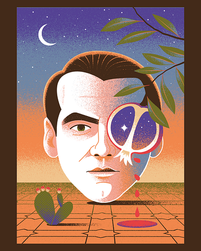 Federico Garcia Lorca (Andalusian Day) andalusia art cactus design digital art editorial granada illustration illustrator lorca poetry portrait poster print retro scifi spain surrealism texture vector