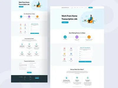Transcription Staff - Freelance Typing Job Portal Website Design clean design employer hiring interface job job application job finder job listing job portal landing minimal platform recruitment search ux website