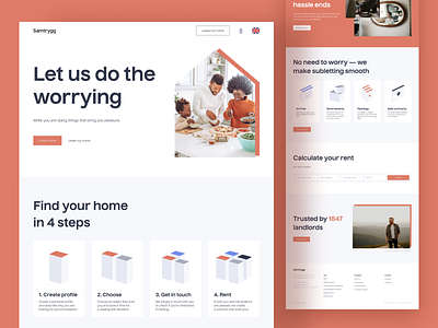 Samtrygg - Property Management Landing Page airbnb app design flat illustration landing page management minimal property rent ui ui ux ux