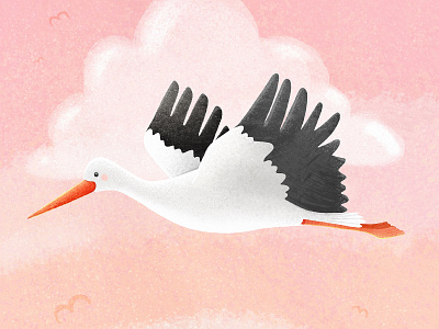 Spring is around the corner 🌷 bird drawing flying illustration procreate sky spring stork