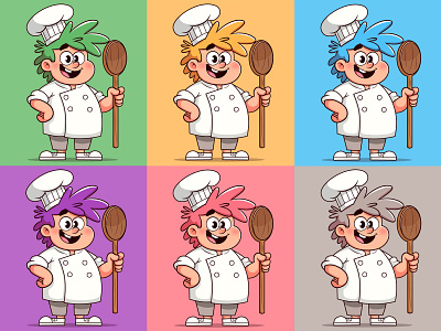 Cute Chef Cartoon Character | Vector Cartoon Mascot Chef 2d cartoon cartoon character chef cartoon character chef man chef mascot colorful cooking design graphic design illustration mascot ui ux vector