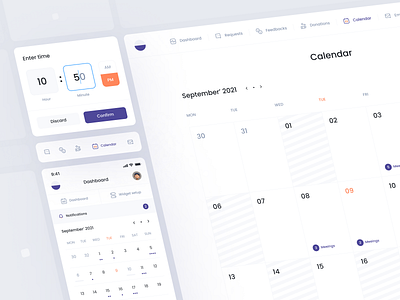 Kanban Calendar - Dashboard + Responsive app app design app ui calendar calendar app dashboard dashboard ui date meeting app meetings minimal mobile dashboard mobile version responsive time ui web web ui website