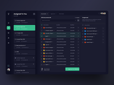 Documents Manager Platform b2b business clean concept crm dark dashboard documents file manager flat design green grid interface layout navigation pattern saas table ui ux