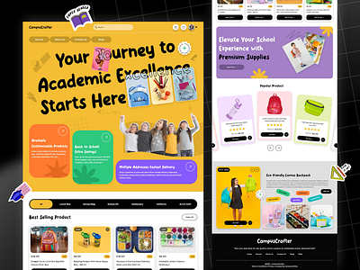 CampusCrafter - Elevating School eCommerce buy e shop ecommerce education graphic design illustration kids landing page minimalist online store product design school school itms school kit school website shop ui ux webdesign website