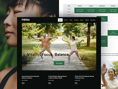 Tai Chi & Qigong Elementor Template black branding class creative dark design elementor free fitness green gym homepage inspiration landing martial arts meditation schedule template website wordpress yoga studio