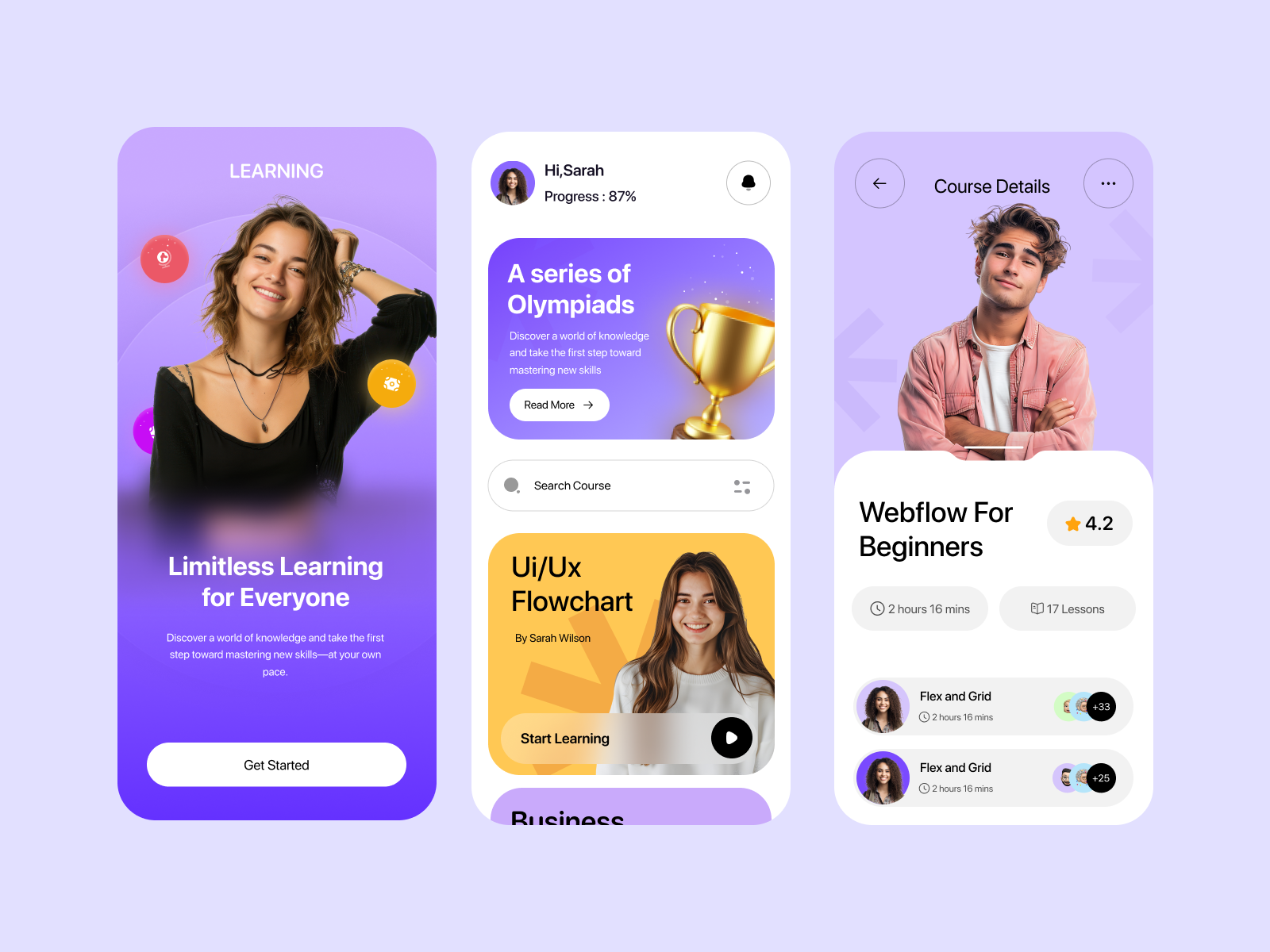 E-learning and education and online course mobile ui design by Roohi ...
