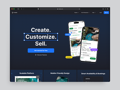 creata - No Code Web/App Builder appdesign creative platform dark mode hero section landing page minimal design nocodebuilder nocodeplatform product design ui ui design uiux uxdesign web builder web maker webappbuilder webappux webdesign website websitebuilder