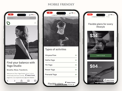 Yoga Instructors Love This Simple Website Solution booking design framer mob template ui website yoga yogaclass yogainstructor