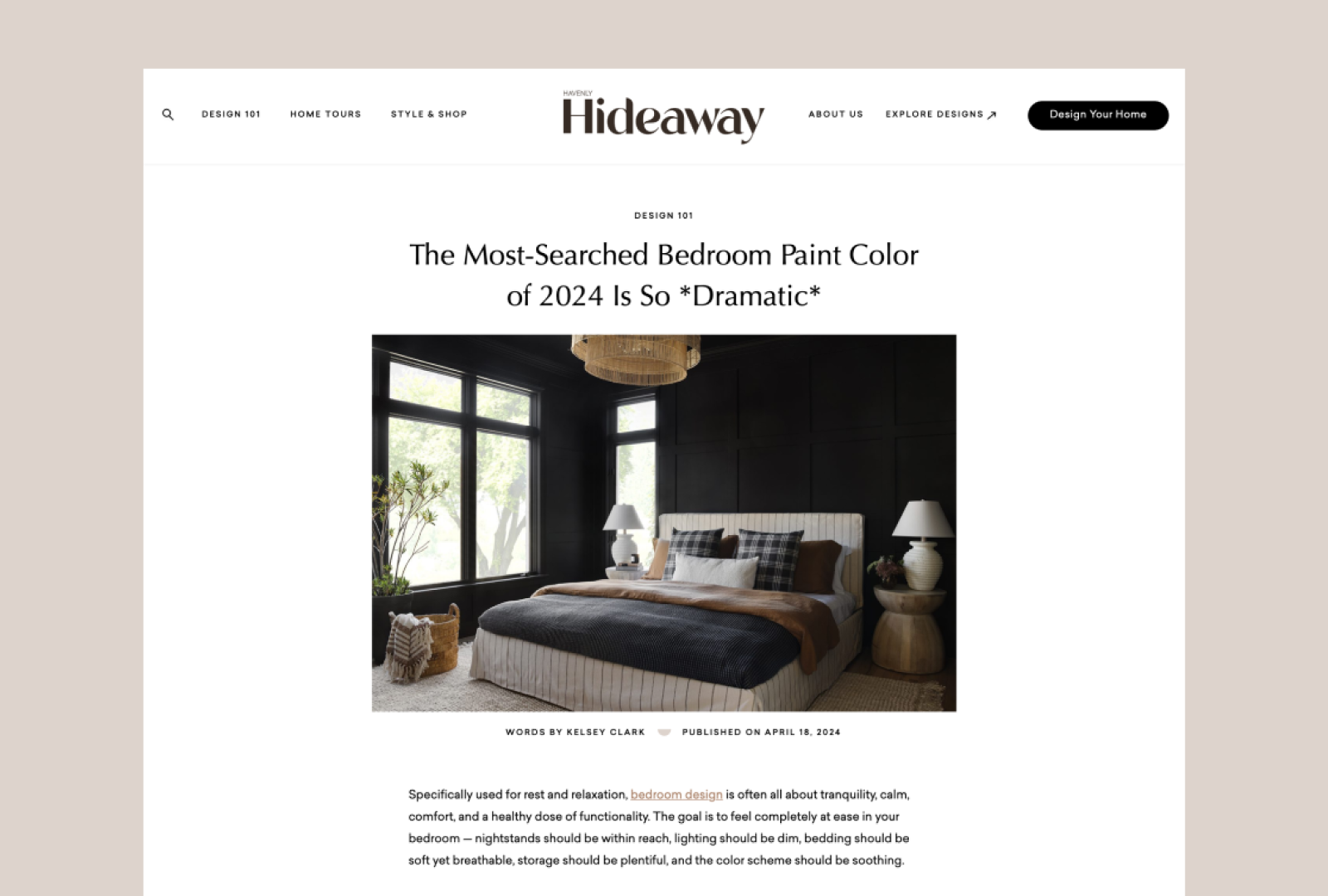 Havenly Hideaway Website Home Design Interior - Blog Page art deco blog page blog ui ecommerce fashion home decor home fashion lightspace ui ui design web design
