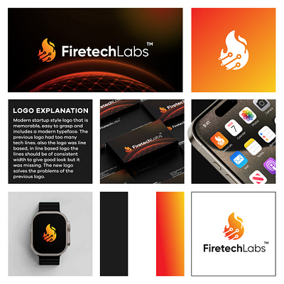 FireTech Labs Logo Design - Logo Redesign bold brand identity branding design fire gradient logo minimal orange tech logo