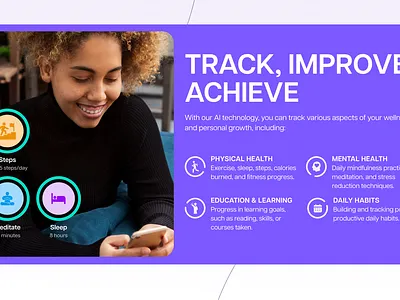 Habit Features Section Design design features section fitness habit tracker health health tracker modern productivity purple trendy web design website design