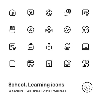 Myicons✨ — School, Learning vector line icons pack essential icons figma figma icons icon design icon pack icons icons design icons pack interface icons line icons sketch icons ui ui design ui designer ui icons ui kit ui pack web design web designer web ui