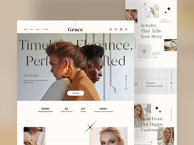 Grace- Online Jewelry Store Website Design branding figma jewelry website jewelry website design landing page design mobile app ui uiux ux web website design web ui